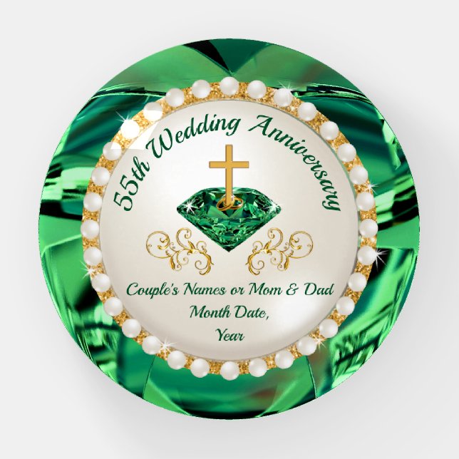 Christian Personalized 55th Anniversary Gift Ideas Paperweight (Front)