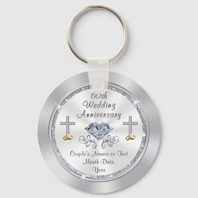 Christian Personalized 60th Anniversary Favors Keychain (Front)