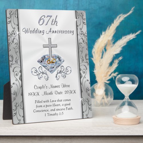 Christian Personalized 67th Anniversary Gift Plaque