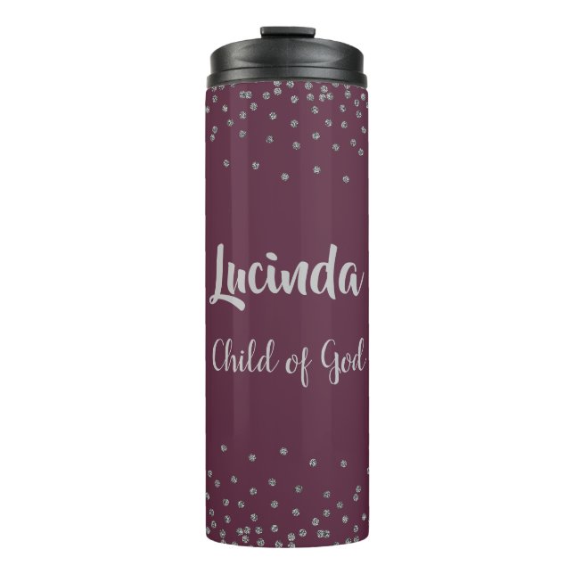Christian Personalized Child of God Faux Diamonds Thermal Tumbler (Front)