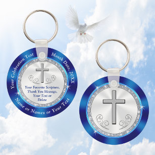 24 Pack Christian Cross Keychains, Bulk Religious Key Holders for First  Communion, Easter, Baptism, Funeral Favors for Guests (Silver, Gold, 3.6 In)