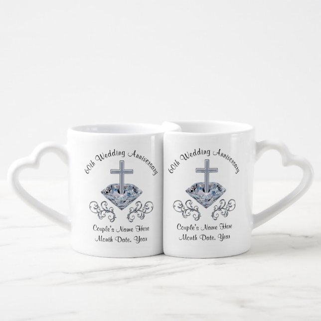 Christian Personalized Diamond Anniversary Mugs (Front Nesting)