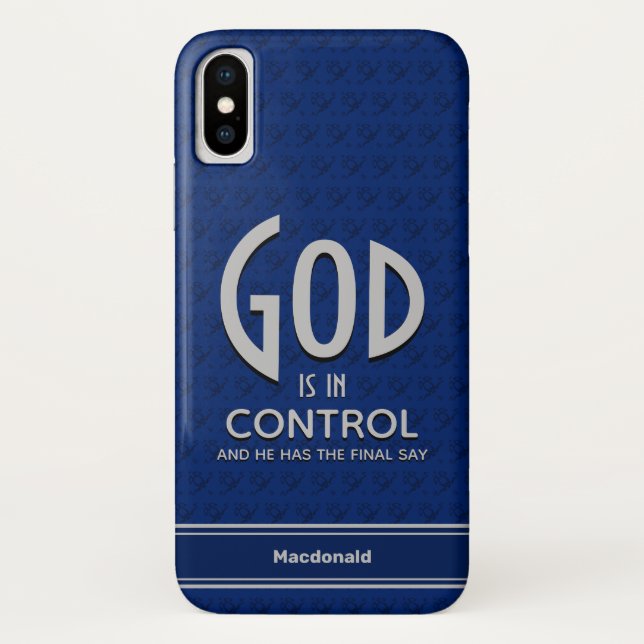 Christian Personalized GOD IS IN CONTROL Blue Case-Mate iPhone Case (Back)