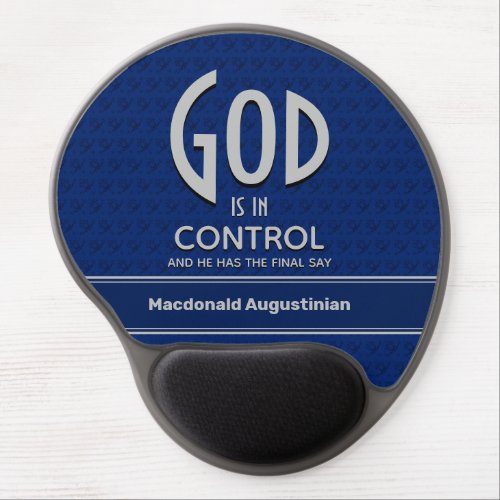 Christian Personalized GOD IS IN CONTROL Blue Gel Mouse Pad