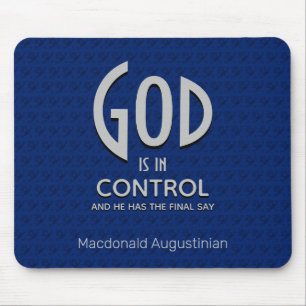 Christian Personalized GOD IS IN CONTROL Blue Mouse Pad