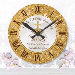 Christian Personalized Golden Anniversary Gifts Large Clock