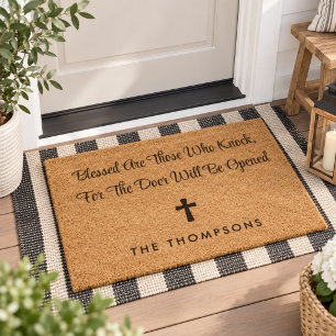Christian Personalized Name Blessed Are Humor Fiber Doormat
