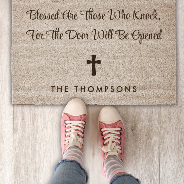 Christian Personalized Name Blessed Are Humor Fiber Doormat (Creator Uploaded)