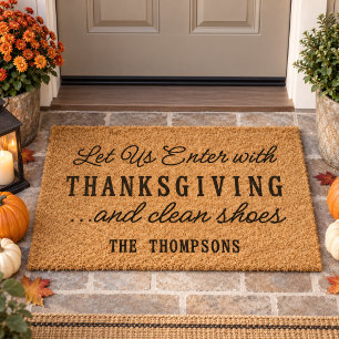 Christian Personalized Name Humor Let Us Enter Fiber Doormat