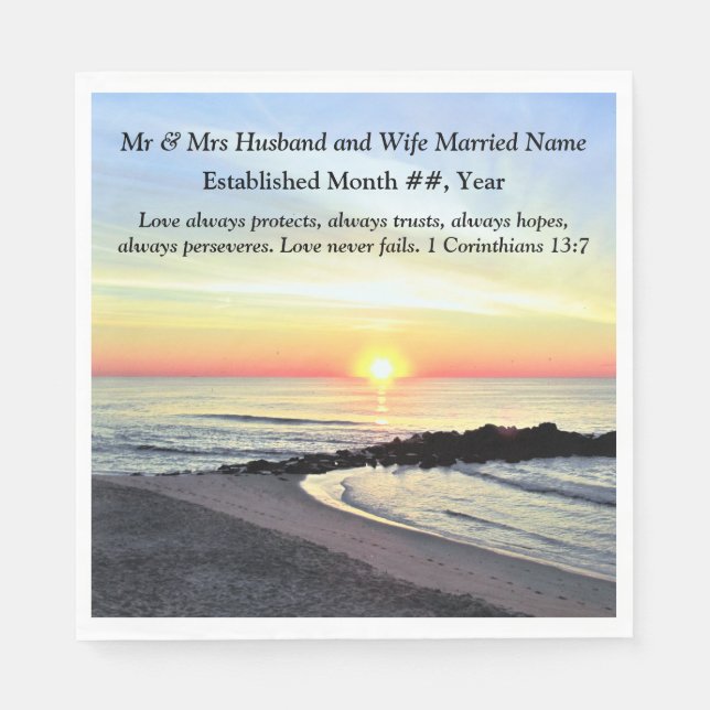 CHRISTIAN PERSONALIZED WEDDING NAPKINS (Front)