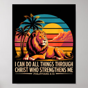 Christian Philipans 4 13 Religious Lion Strength Poster