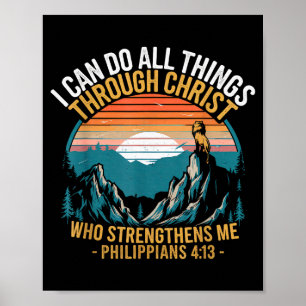 Christian Philippians 4_13 Religious Lion Strength Poster