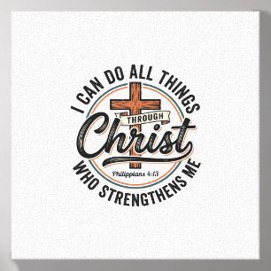 Christian Philippians 4_13 Vintage Quote Shirt Des Canvas Photo Tile