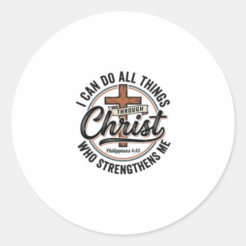 Christian Philippians 4_13 Vintage Quote Shirt Des Classic Round Sticker
