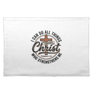 Christian Philippians 4_13 Vintage Quote Shirt Des Cloth Placemat