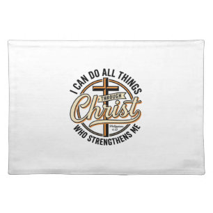 Christian Philippians 4_13 Vintage Quote Shirt Des Cloth Placemat