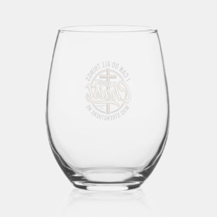 Christian Philippians 4_13 Vintage Quote Shirt Des Stemless Wine Glass
