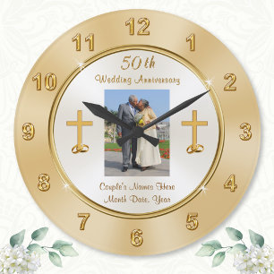 Christian Photo 50th Wedding Anniversary Clock