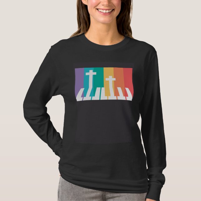 Christian Pianist Piano Player Religious Musician  T-Shirt (Front)
