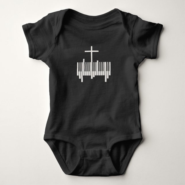Christian Pianist Religious Music Lord Piano Baby Bodysuit (Front)