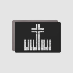 Christian Piano Cross Keyboard Pianist God Jesus M Car Magnet