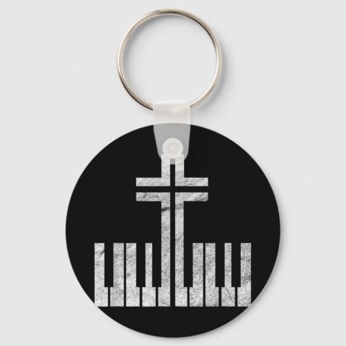 Christian Piano Cross Keyboard Pianist God Jesus M Keychain