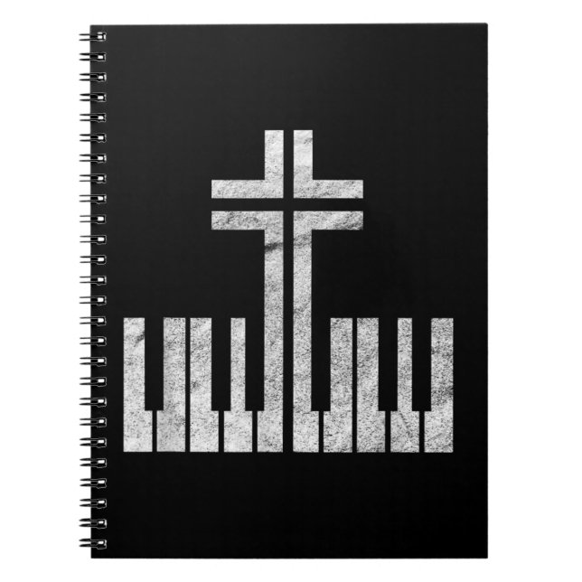 Christian Piano Cross Keyboard Pianist God Jesus M Notebook (Front)