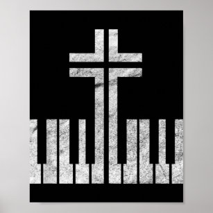 Christian Piano Cross Keyboard Pianist God Jesus M Poster