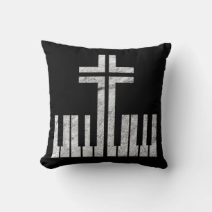 Christian Piano Cross Keyboard Pianist God Jesus M Throw Pillow