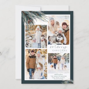 Christian Pine Photo Nativity Scripture on Back Holiday Card