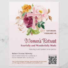 Christian Pink Floral Cross Women's Church Retreat