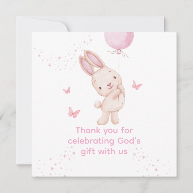 Christian Pink Girl Baby Shower Thank You Card (Front)