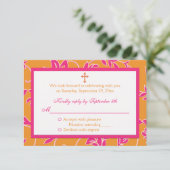 Christian Pink Tangerine Floral RSVP Card (Standing Front)