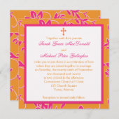 Christian Pink Tangerine Floral Wedding Invitation (Front/Back)