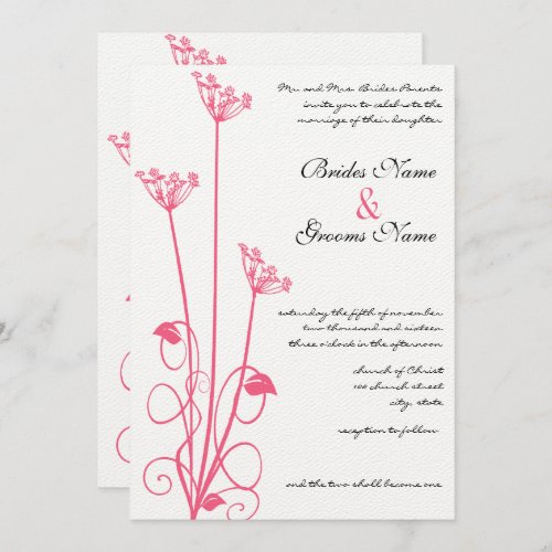 Christian Pink Wildflower Wedding Invitation