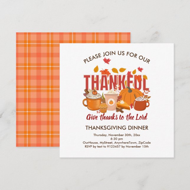 Christian Plaid Pumpkin THANKFUL Thanksgiving (Front/Back)
