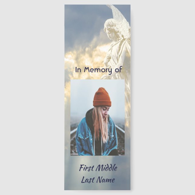Christian Poem Memorial Keepsake Angel Sky Clouds Bookmarks (Front)
