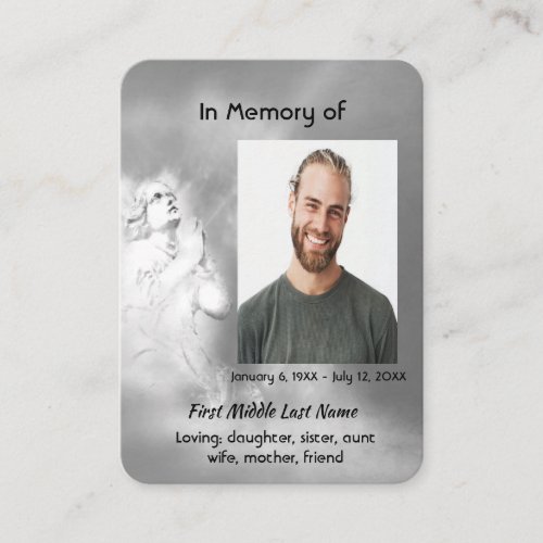 Christian Poem Memorial Keepsake Angel Sky Clouds Business Card