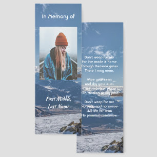 Christian Poem Memorial Keepsake Skiing Cross Bookmarks