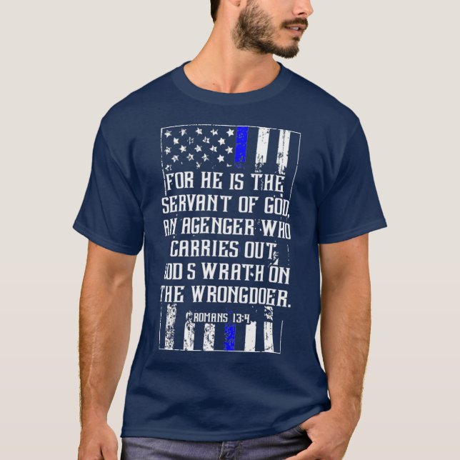 Christian Police Officer  with Bible Verse T-Shirt (Front)