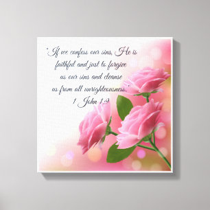 Christian Poster 1 John 1:9 Canvas Print