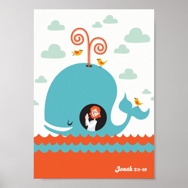 Christian Poster Bible Story Jonah And The Whale (Front)