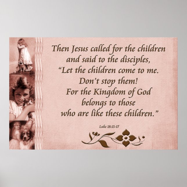 Christian Poster or Print Scripture Luke 18:15-17 (Front)