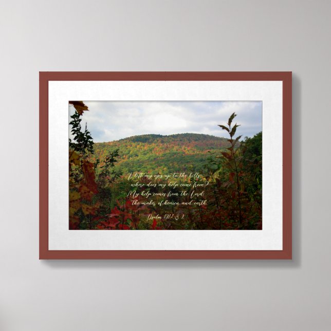 Christian Poster With Fall Foliage in the Hills (Framed Front)