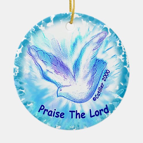Christian Praise The Lord Dove custom name Ceramic Ornament