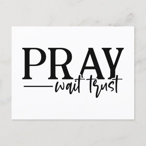 Christian Pray Wait Trust  Modern Type Postcard