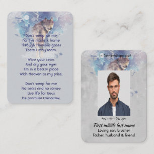 Christian Prayer Card Keepsake Memorial Wolf
