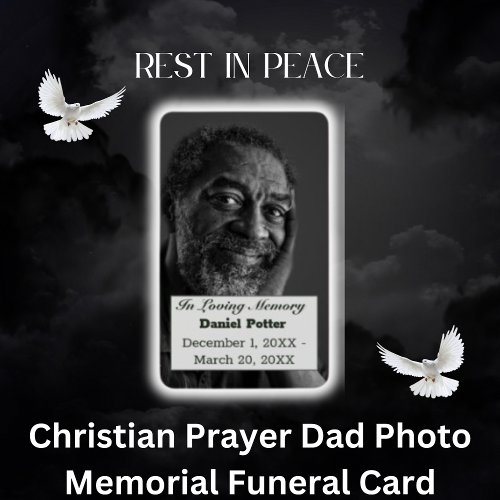Christian Prayer Dad Photo Memorial Funeral Card