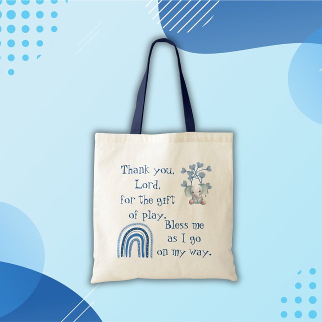 Christian Prayer for kids Blue | Tote Bag (Creator Uploaded)