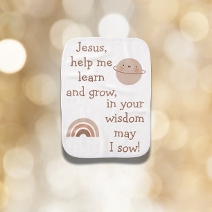 Christian Prayer for kids Brown & White Baby Burp Cloth